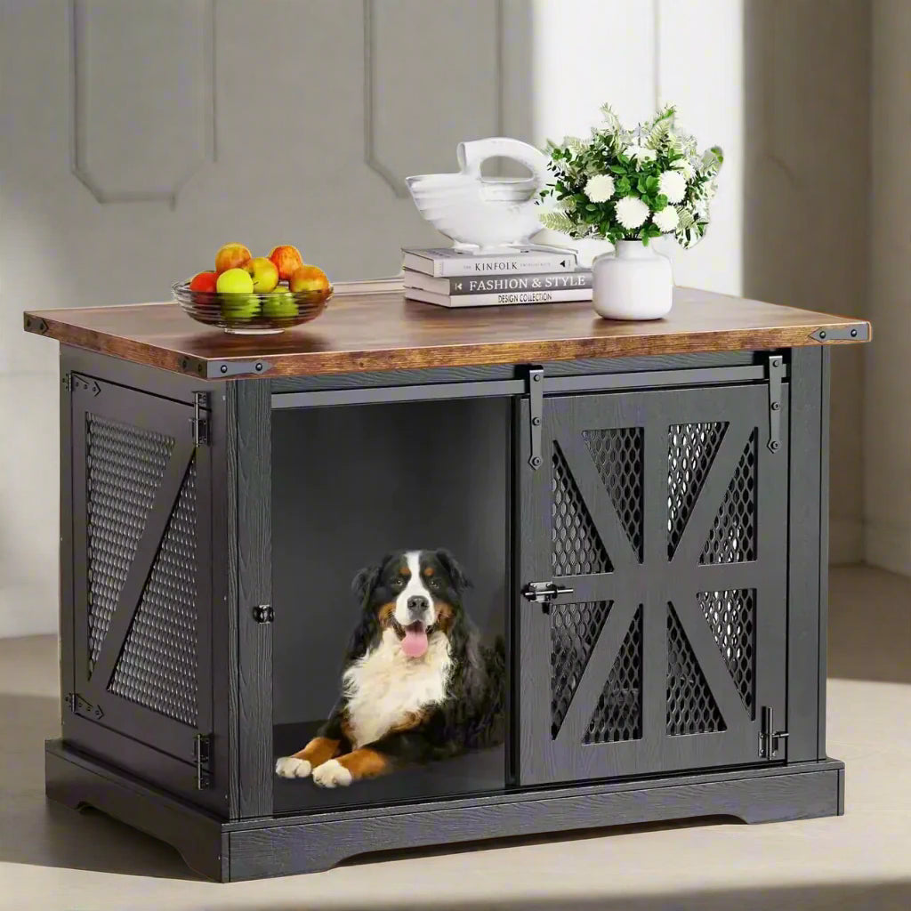 Heavy-Duty Large Dog Crate Furniture for Medium to Extra-Large Dogs with Double Doors, Ideal for Indoor Use