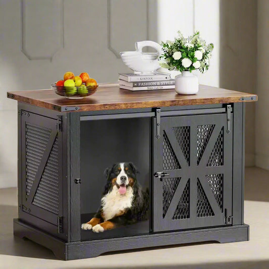 Heavy-Duty Large Dog Crate Furniture for Medium to Extra-Large Dogs with Double Doors, Ideal for Indoor Use