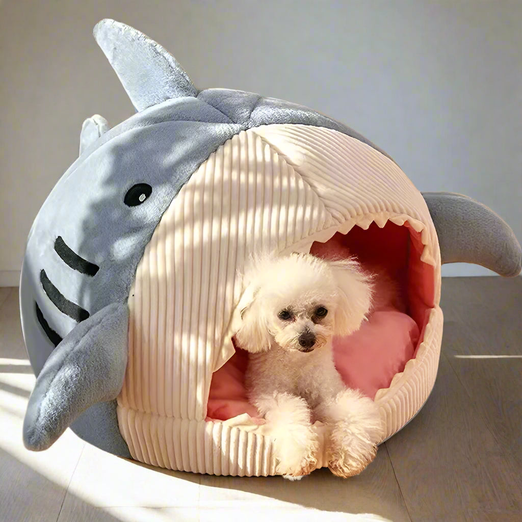 Warm Cat Beds Cartoon Shark Pet Cave Beds Sweet Kittens Basket Cushion Cat Pillow Mat Tent Puppy Nest Cave Pet Goods