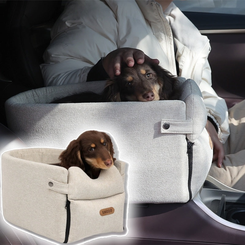 Portable Dog Car Seat Bed - Safe Travel Carrier for Small Dogs and Cats