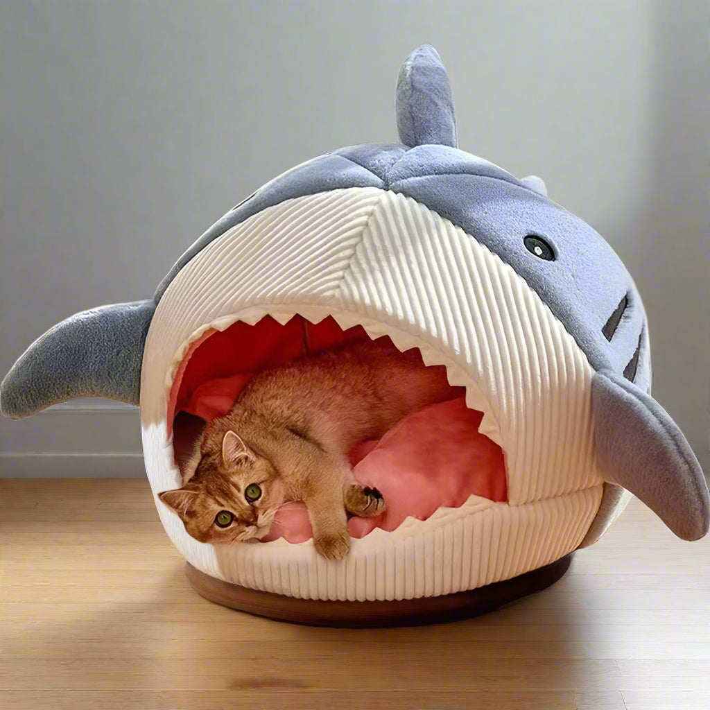 Warm Cat Beds Cartoon Shark Pet Cave Beds Sweet Kittens Basket Cushion Cat Pillow Mat Tent Puppy Nest Cave Pet Goods
