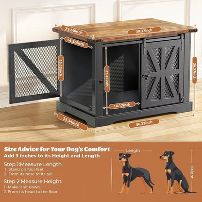 Heavy-Duty Large Dog Crate Furniture for Medium to Extra-Large Dogs with Double Doors, Ideal for Indoor Use