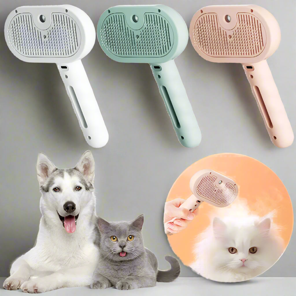 No-Mess Pet Steam Brush - Calm Grooming for Cats & Dogs